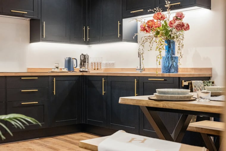 The shared kitchen at The Bawdlands, Clitheroe